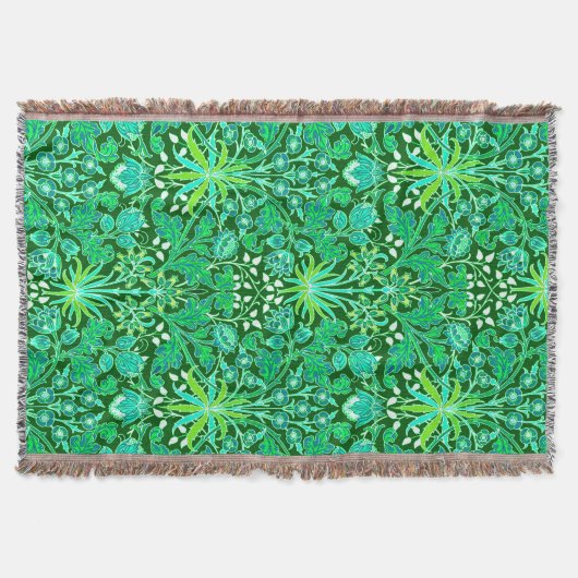William Morris Hyacinth Print, Emerald Green Deken (Voorkant)