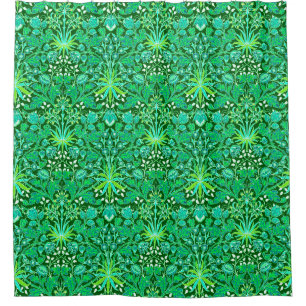 William Morris Hyacinth Print, Emerald Green Douchegordijn