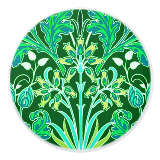 William Morris Hyacinth Print, Emerald Green Keramische Knop (Voorkant)