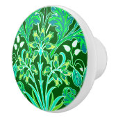 William Morris Hyacinth Print, Emerald Green Keramische Knop (Rechts)