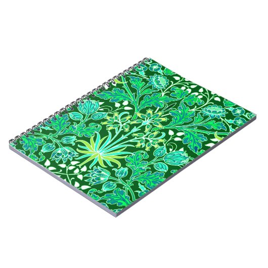 William Morris Hyacinth Print, Emerald Green Notitieboek (Linkerzijde)