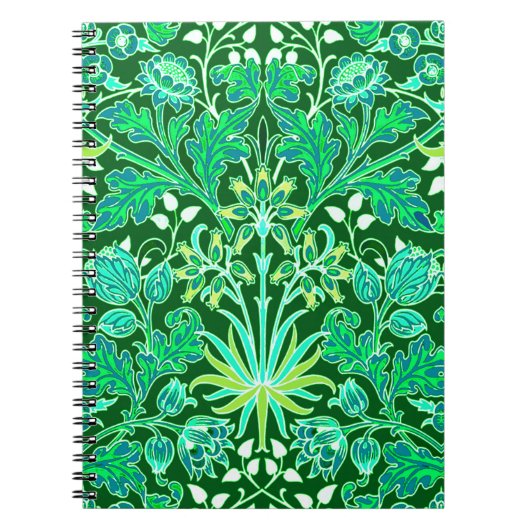 William Morris Hyacinth Print, Emerald Green Notitieboek (Voorkant)