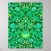 William Morris Hyacinth Print, Emerald Green Poster (Voorkant)