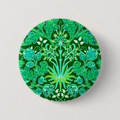 William Morris Hyacinth Print, Emerald Green Ronde Button 5,7 Cm (Voorkant)