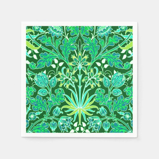 William Morris Hyacinth Print, Emerald Green Servetten (Voorkant)