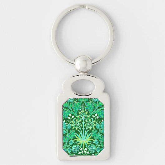 William Morris Hyacinth Print, Emerald Green Sleutelhanger (Voorkant)