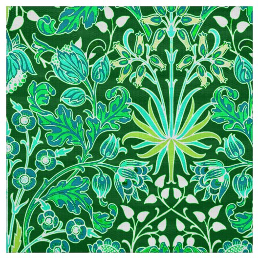 William Morris Hyacinth Print, Emerald Green Stof (Swatch)