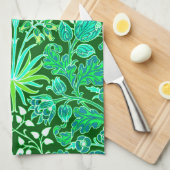 William Morris Hyacinth Print, Emerald Green Theedoek (Quarter Fold)