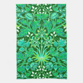 William Morris Hyacinth Print, Emerald Green Theedoek (Verticaal)