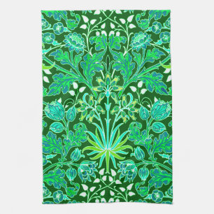 William Morris Hyacinth Print, Emerald Green Theedoek