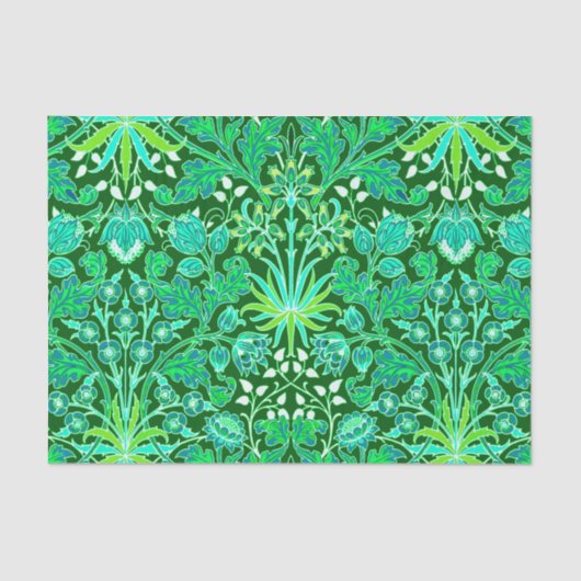 William Morris Hyacinth Print, Emerald Green Tissuepapier (Voorkant)