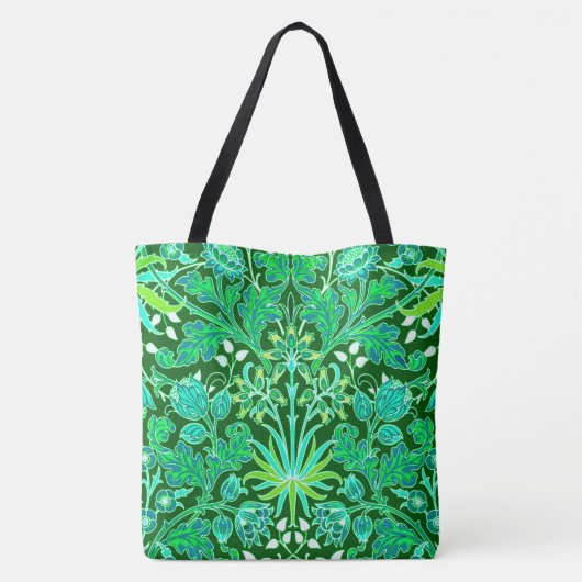 William Morris Hyacinth Print, Emerald Green Tote Bag (Achterkant)