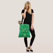 William Morris Hyacinth Print, Emerald Green Tote Bag (Op model)