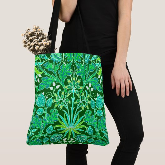 William Morris Hyacinth Print, Emerald Green Tote Bag (Dichtbij)