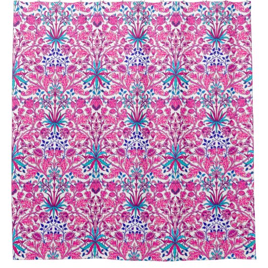 William Morris Hyacinth Print, Fuchsia Pink Douchegordijn (Voorkant)