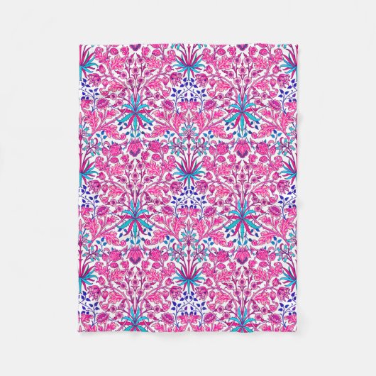 William Morris Hyacinth Print, Fuchsia Pink Fleece Deken (Voorkant)