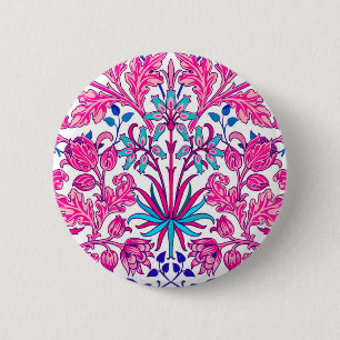 William Morris Hyacinth Print, Fuchsia Pink Ronde Button 5,7 Cm