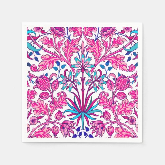 William Morris Hyacinth Print, Fuchsia Pink Servet (Voorkant)