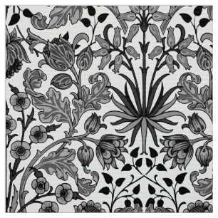 William Morris Hyacinth Print, grijs, zwart en wit Stof