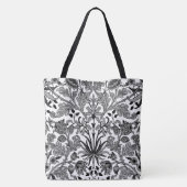 William Morris Hyacinth Print, grijs, zwart en wit Tote Bag (Achterkant)