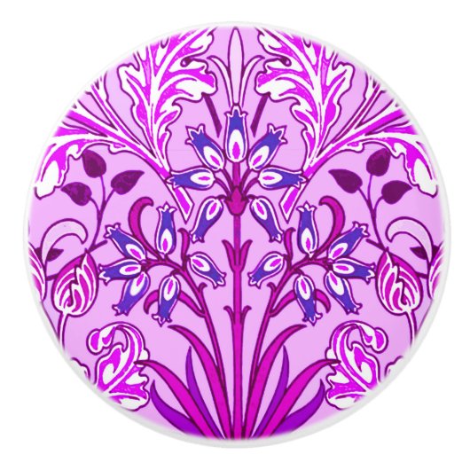 William Morris Hyacinth Print, Lavender en Violet Keramische Knop (Voorkant)