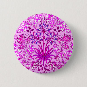 William Morris Hyacinth Print, Lavender en Violet Ronde Button 5,7 Cm