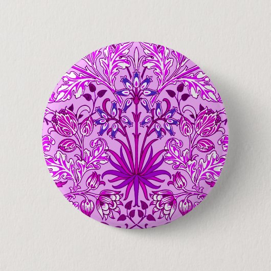 William Morris Hyacinth Print, Lavender en Violet Ronde Button 5,7 Cm (Voorkant)
