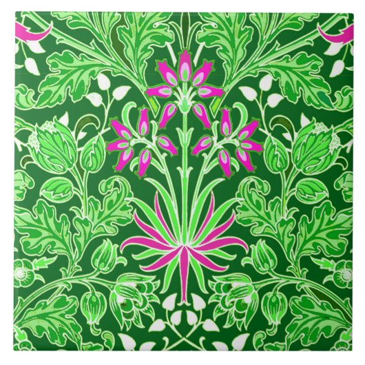 William Morris Hyacinth Print, Lime Green Tegeltje (Voorkant)