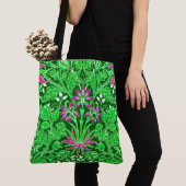 William Morris Hyacinth Print, Lime Green Tote Bag (Dichtbij)