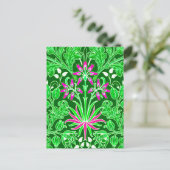 William Morris Hyacinth Print Limoen & Emerald Gre Briefkaart (Staand voorkant)