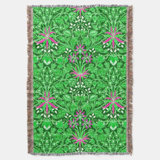 William Morris Hyacinth Print Limoen & Emerald Gre Deken (Voorkant Verticaal)
