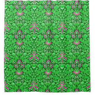 William Morris Hyacinth Print Limoen & Emerald Gre Douchegordijn