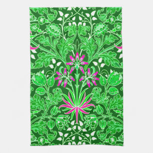 William Morris Hyacinth Print Limoen & Emerald Gre Theedoek