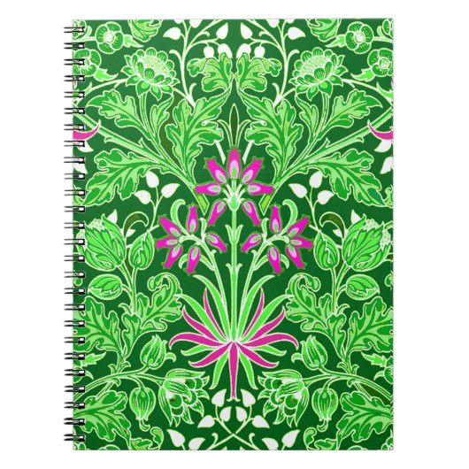 William Morris Hyacinth Print, Limoen en Emerald Notitieboek (Voorkant)