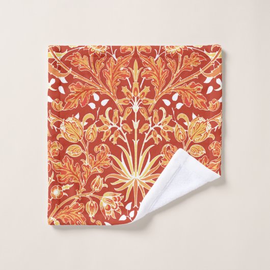 William Morris Hyacinth Print, Mandarin Oranje Ba Bad Handdoek (Wasdoekje)