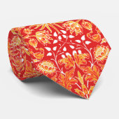 William Morris Hyacinth Print, Mandarin Oranje Stropdas (Opgerold)