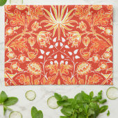 William Morris Hyacinth Print, Mandarin Oranje Theedoek (Gevouwen)