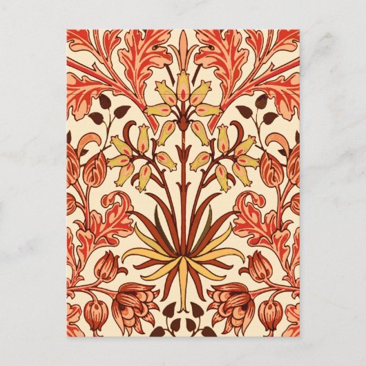 William Morris Hyacinth Print, Oranje en Rust Briefkaart (Voorkant)