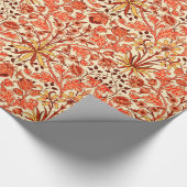 William Morris Hyacinth Print, Oranje en Rust Cadeaupapier (Hoek)