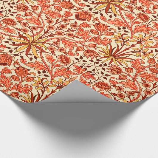William Morris Hyacinth Print, Oranje en Rust Cadeaupapier (Hoek)