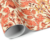 William Morris Hyacinth Print, Oranje en Rust Cadeaupapier (Rol Hoek)