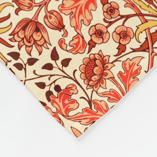 William Morris Hyacinth Print, Oranje en Rust Fleece Deken (Hoek)