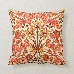 William Morris Hyacinth Print, Oranje en Rust Kussen