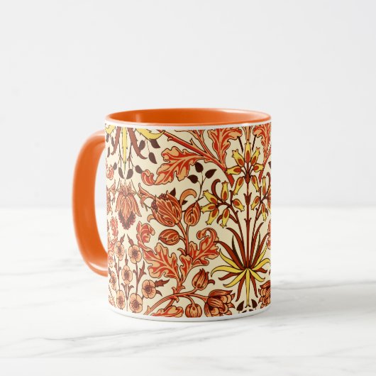 William Morris Hyacinth Print, Oranje en Rust Mok (Voorkant links)