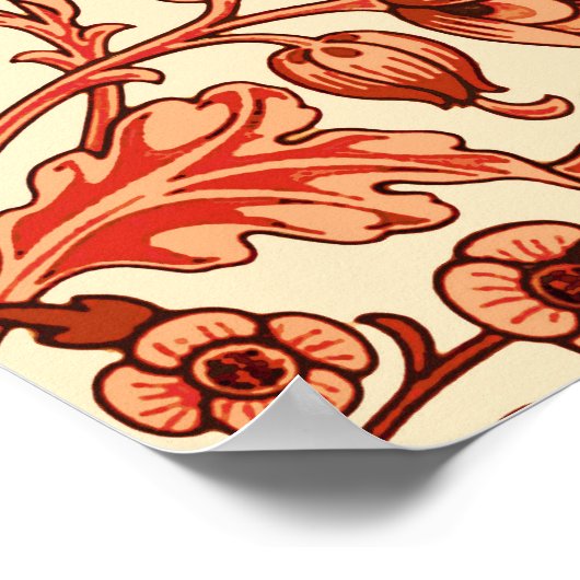 William Morris Hyacinth Print, Oranje en Rust Poster (Hoek)