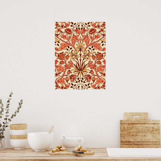 William Morris Hyacinth Print, Oranje en Rust Poster (Keuken)