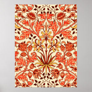 William Morris Hyacinth Print, Oranje en Rust Poster