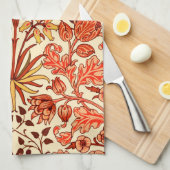 William Morris Hyacinth Print, Oranje en Rust Theedoek (Quarter Fold)