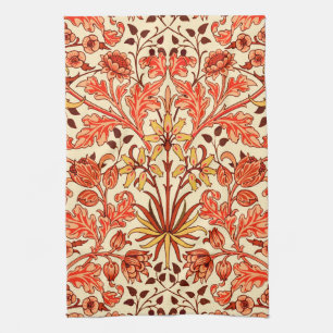 William Morris Hyacinth Print, Oranje en Rust Theedoek