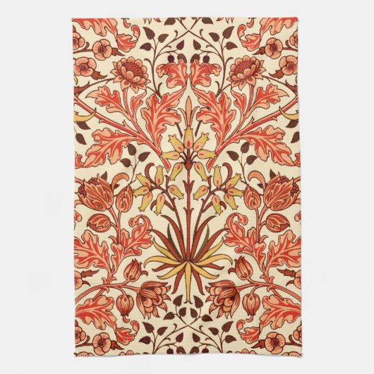 William Morris Hyacinth Print, Oranje en Rust Theedoek (Verticaal)